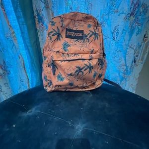 JANSPORT coral and blue island theme back pack excellent condition